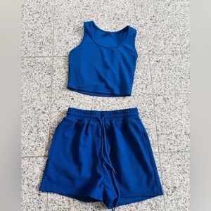 SHEIN Vibrant Royal Blue Ribbed Set, Size Small